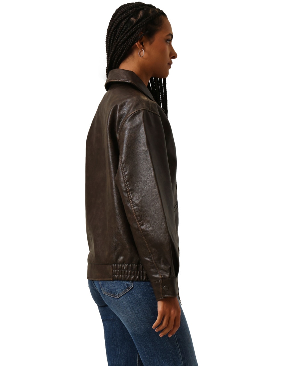 Chamarra Bomber No impermeable de Poliuretano para mujer 2