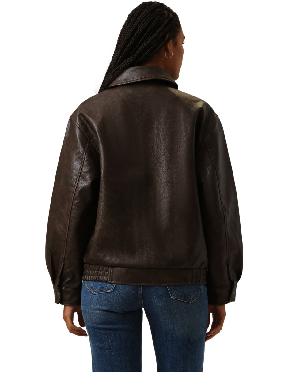 Chamarra Bomber No impermeable de Poliuretano para mujer 3