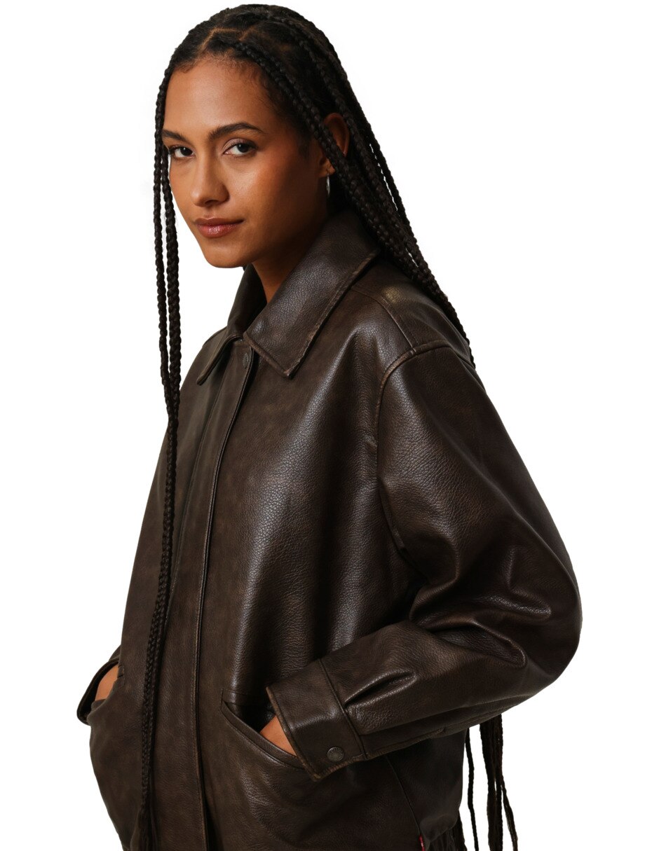 Chamarra Bomber No impermeable de Poliuretano para mujer 5
