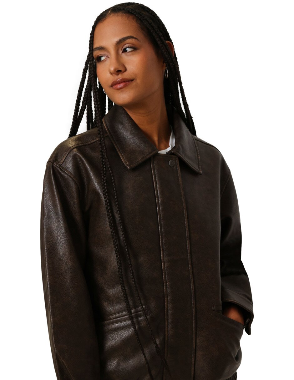 Chamarra Bomber No impermeable de Poliuretano para mujer 6