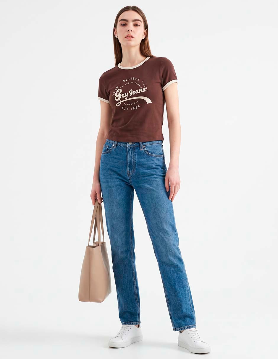 Playera manga corta cuello redondo para mujer Playera manga corta cuello redondo para mujer