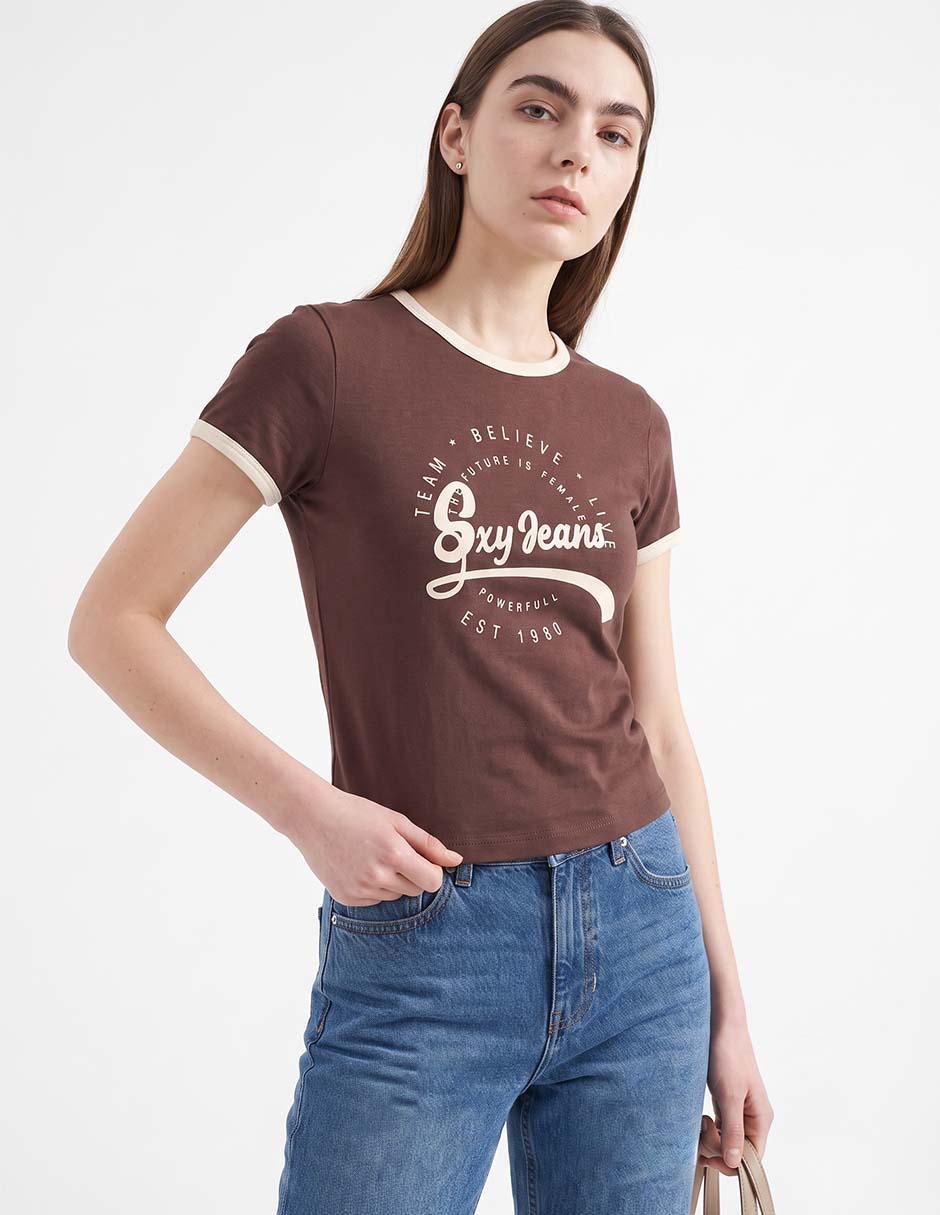 Playera manga corta cuello redondo para mujer 3