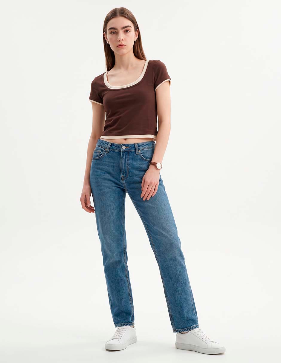 Playera manga corta cuello redondo para mujer Playera manga corta cuello redondo para mujer