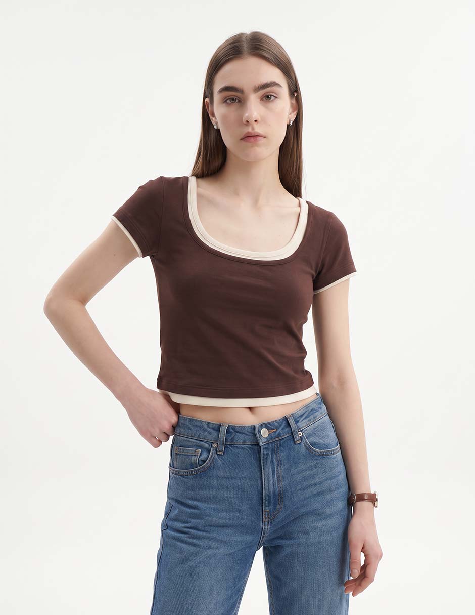 Playera manga corta cuello redondo para mujer 3