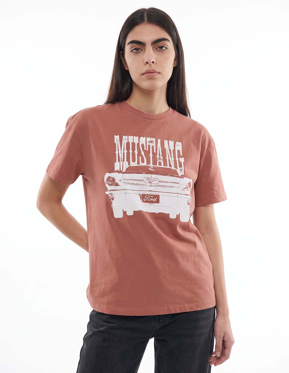 Playera manga corta Ford Mustang cuello redondo para mujer Playera manga corta Ford Mustang cuello redondo para mujer