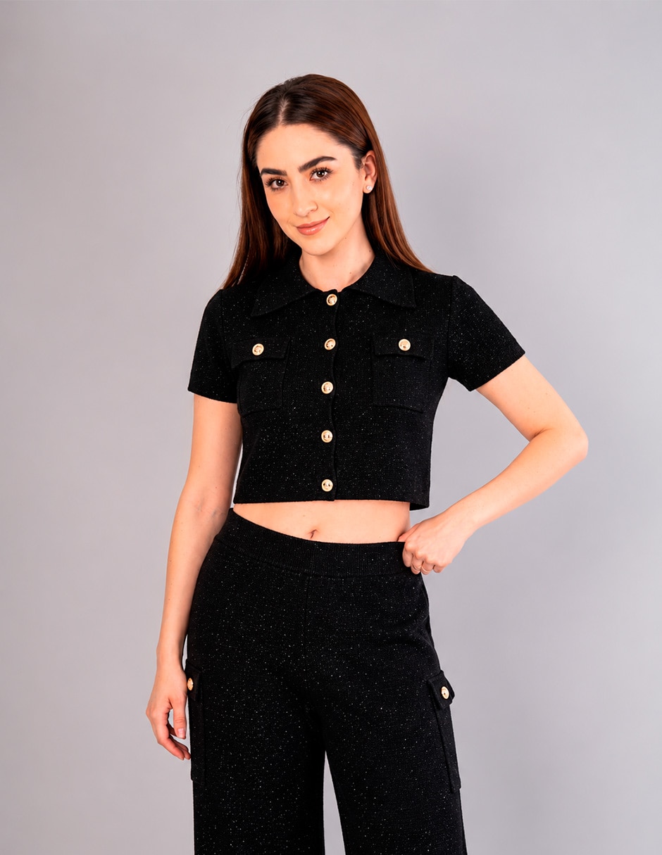 Suéter cuello solapa para mujer
