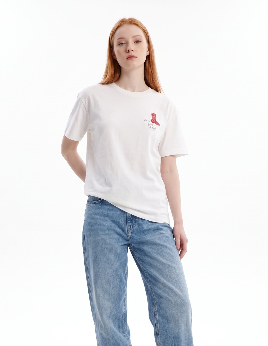 Playera manga corta cuello redondo para mujer Playera manga corta cuello redondo para mujer