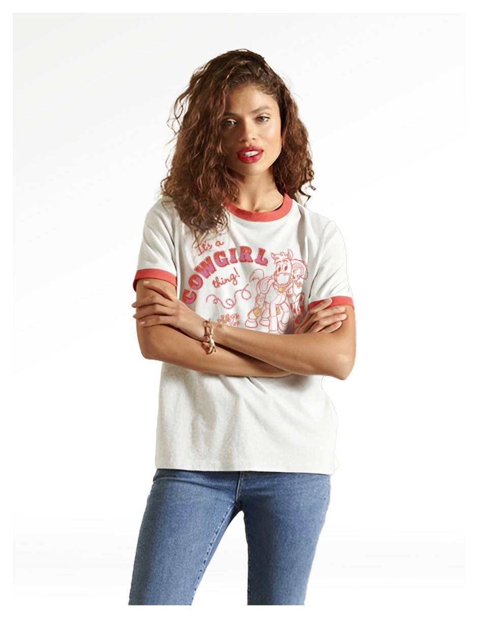 Playera manga corta colección caricatura cuello redondo para mujer