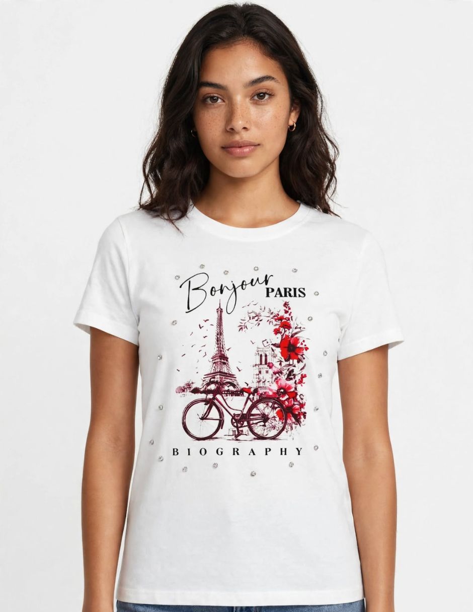 Playera manga corta cuello redondo para mujer Playera manga corta cuello redondo para mujer