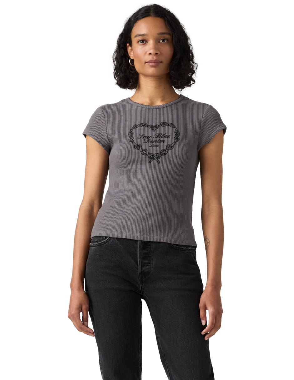 Playera manga corta cuello redondo para mujer