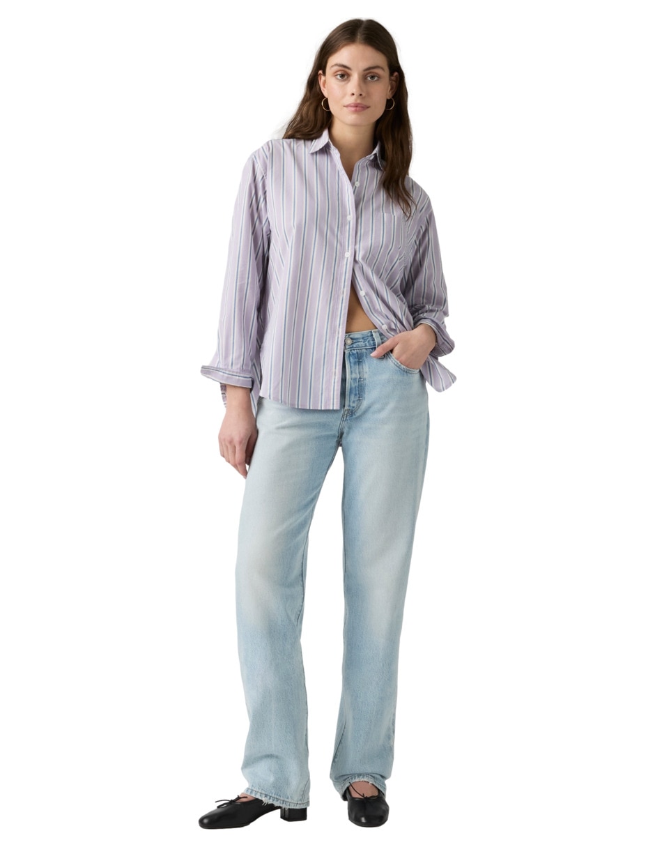 Jeans relajado media cintura 501 para mujer 4