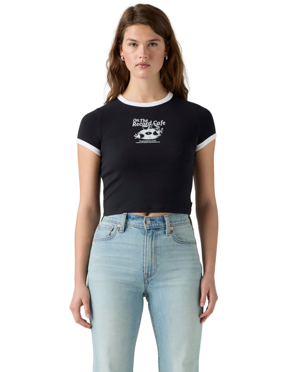 Playera manga corta cuello redondo para mujer Playera manga corta cuello redondo para mujer