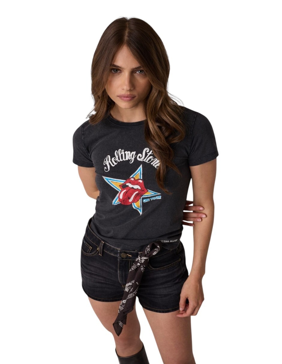 Playera manga corta cuello redondo para mujer