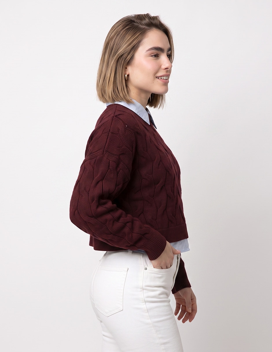 Suéter cuello camisero para mujer 2