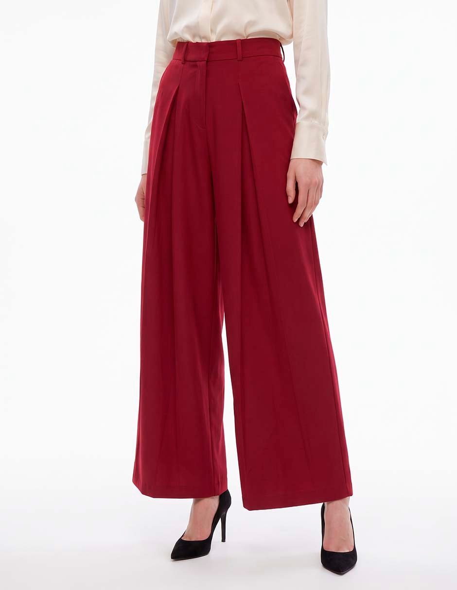 Pantalón con pinzas wide leg para mujer 1