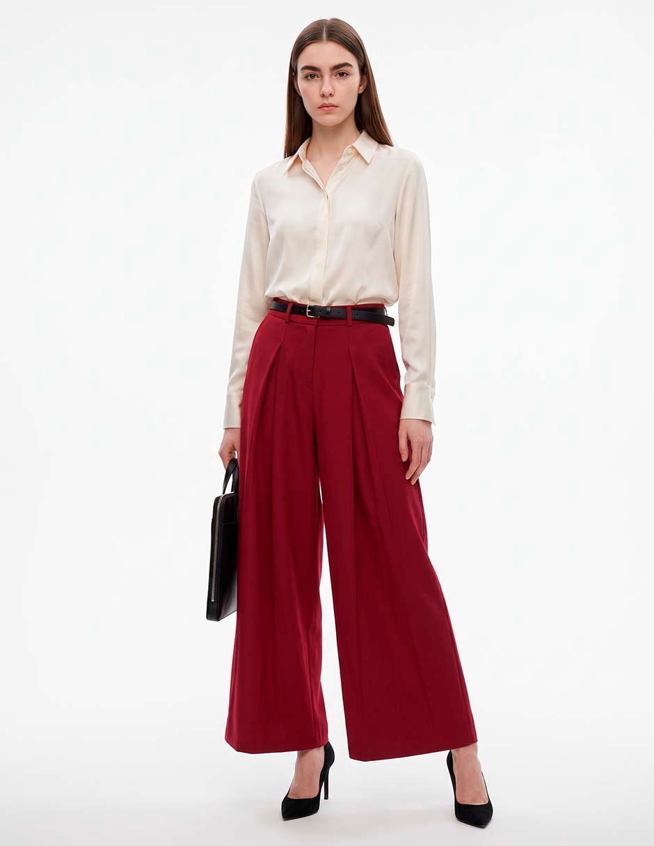 Pantalón con pinzas wide leg para mujer 4