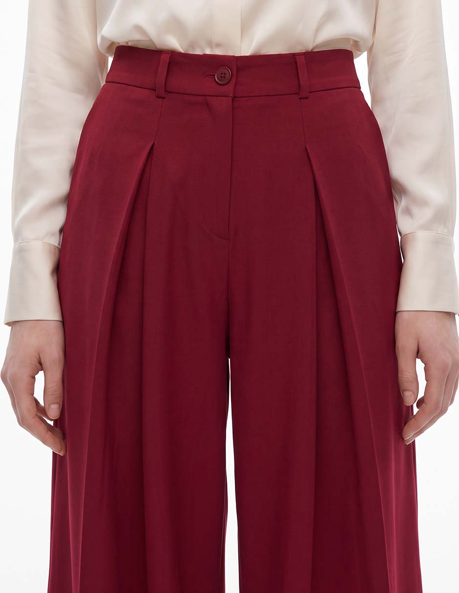 Pantalón con pinzas wide leg para mujer 2
