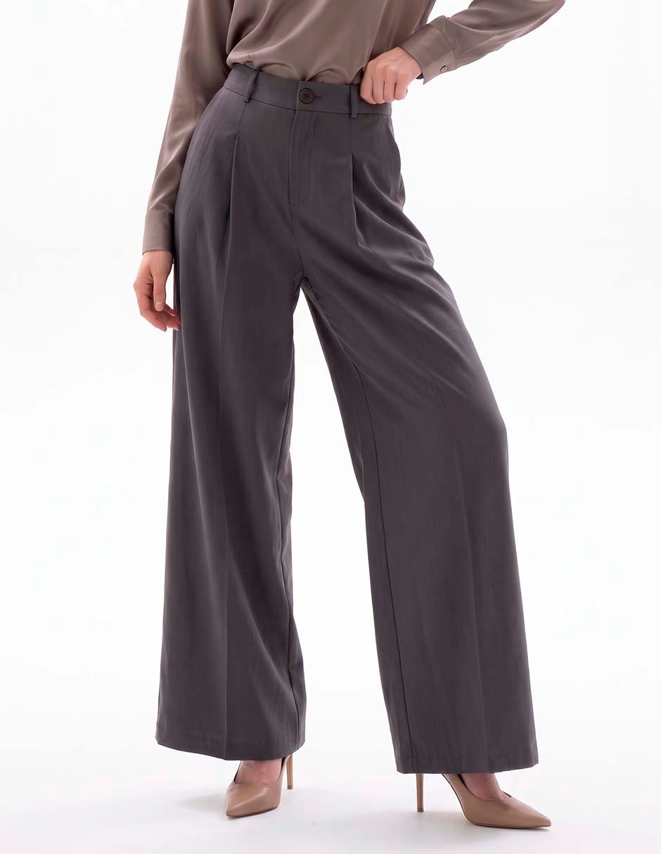 Pantalón con pinzas wide leg para mujer Pantalón con pinzas wide leg para mujer