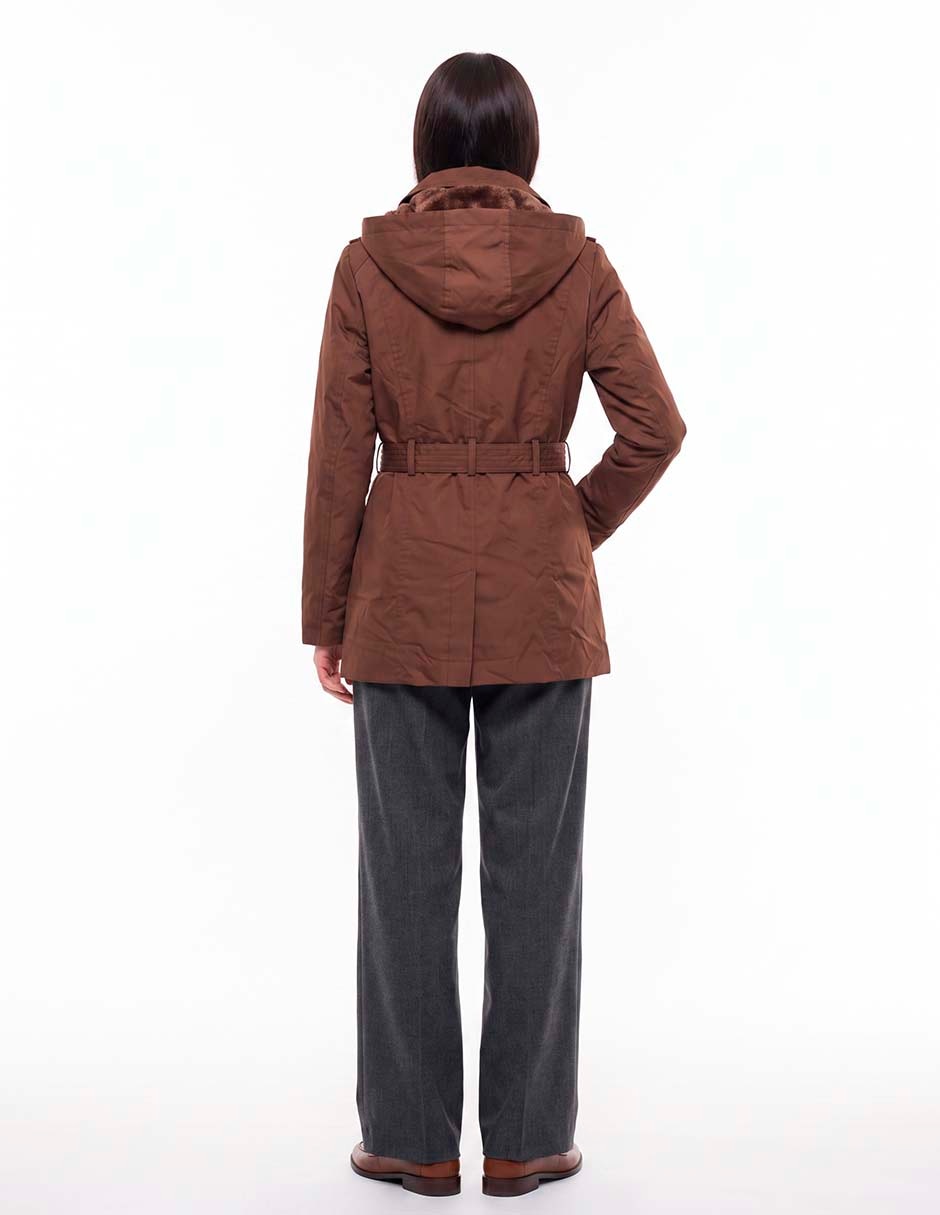 Gabardina con capucha y bolsa para mujer 2