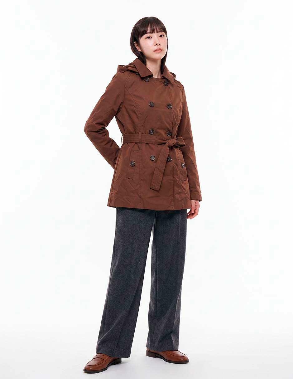 Gabardina con capucha y bolsa para mujer 3