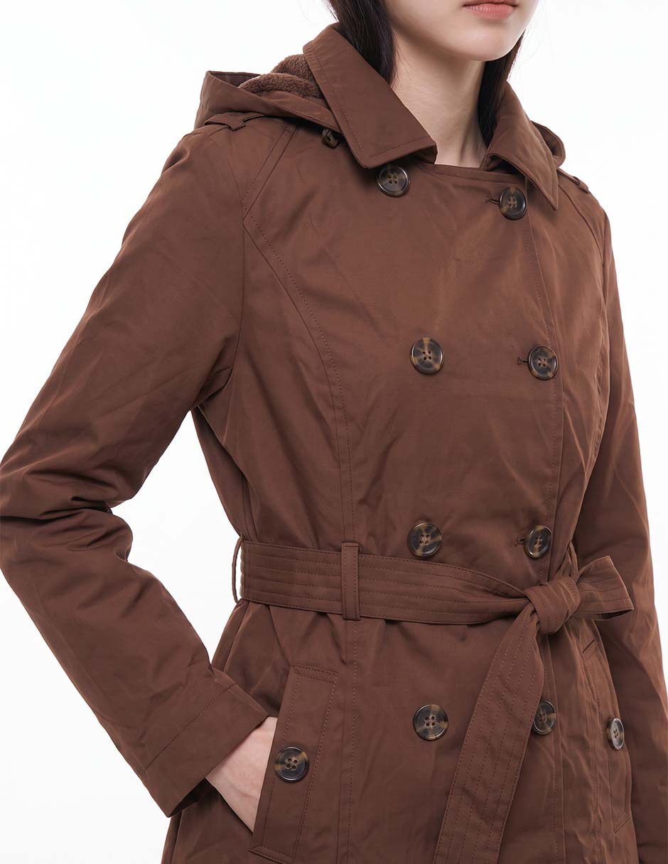 Gabardina con capucha y bolsa para mujer 4