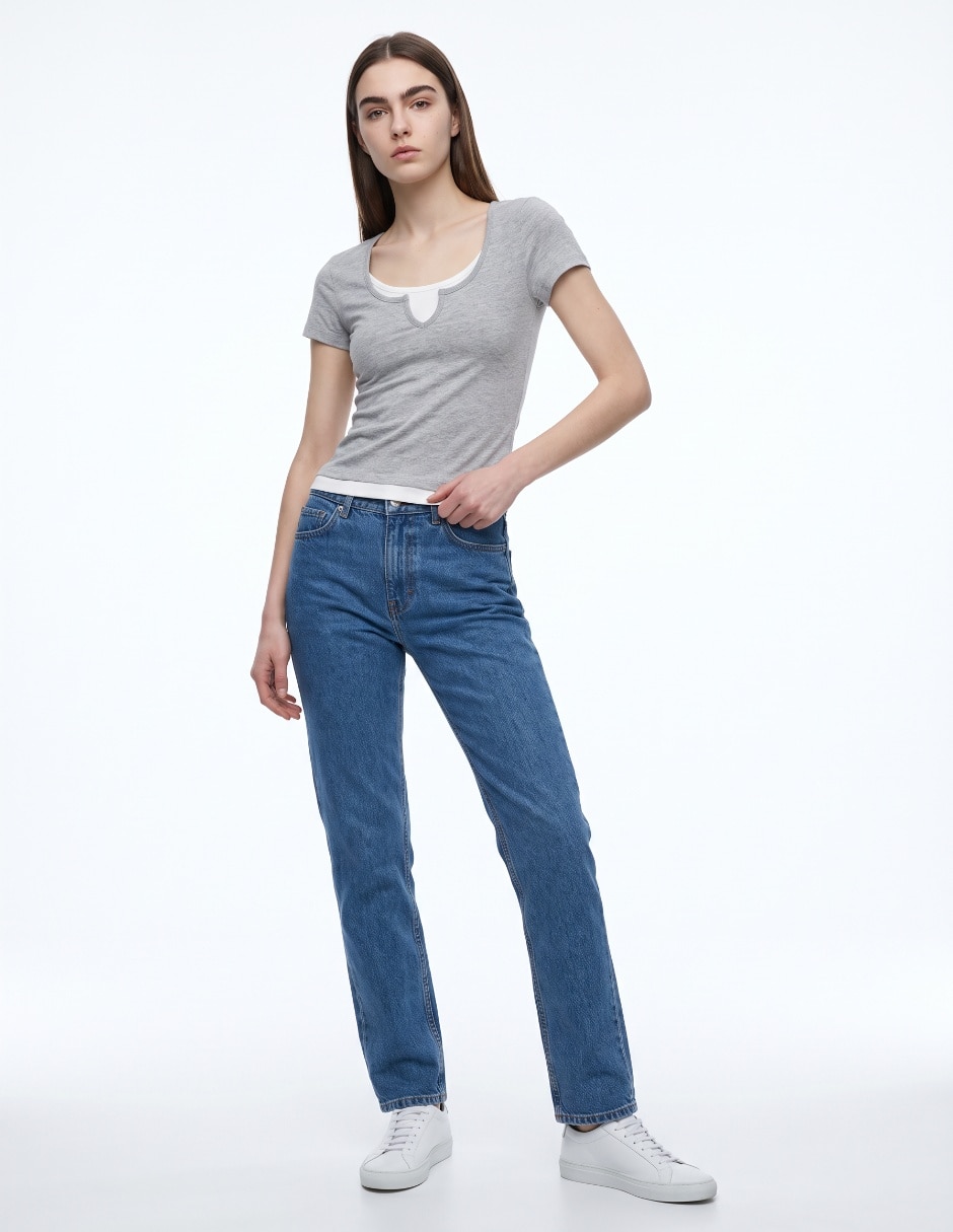 Playera manga corta cuello redondo para mujer Playera manga corta cuello redondo para mujer