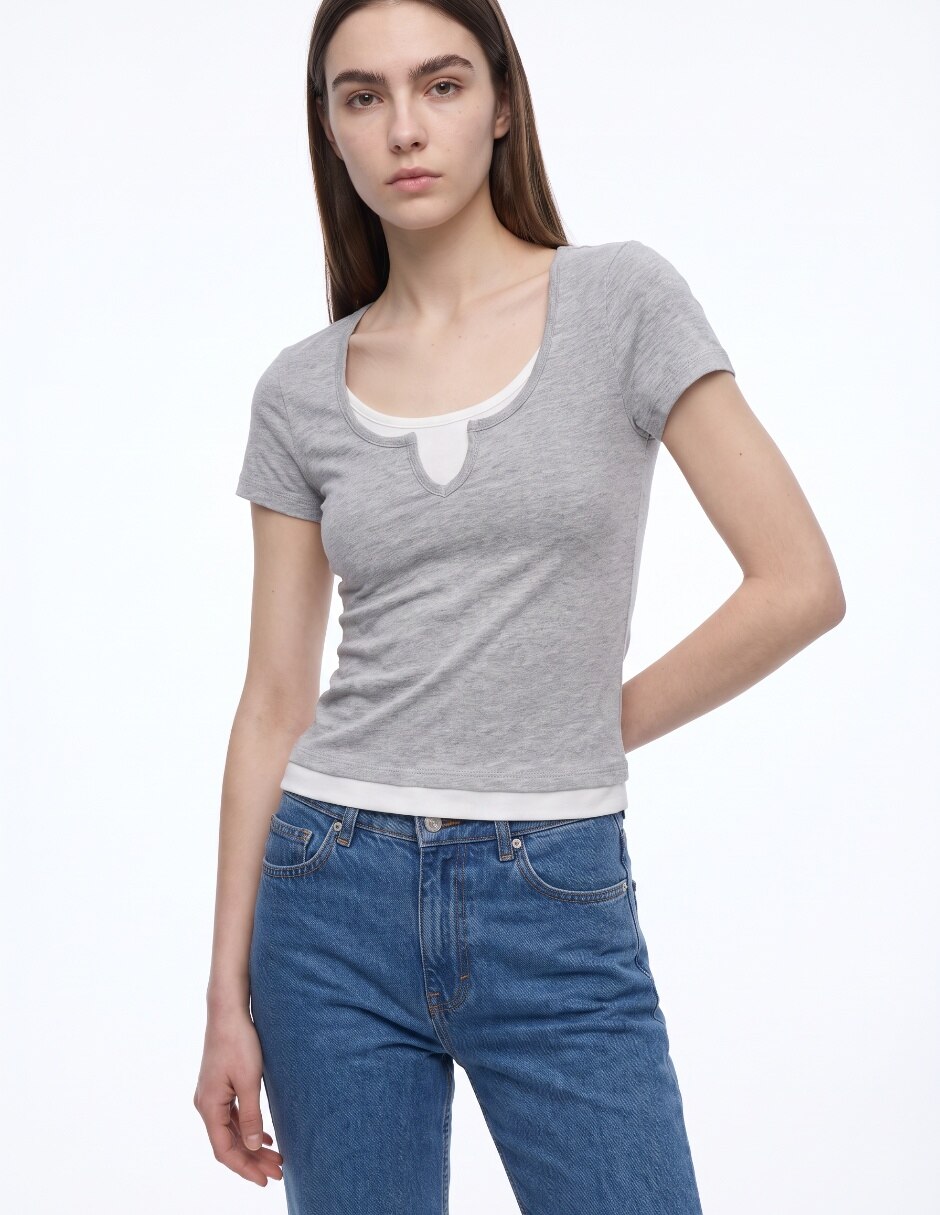 Playera manga corta cuello redondo para mujer 3