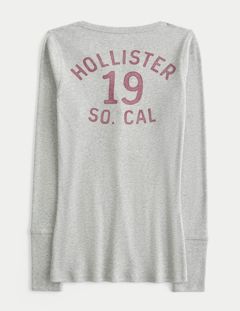 Playera manga larga cuello henley mujer 3