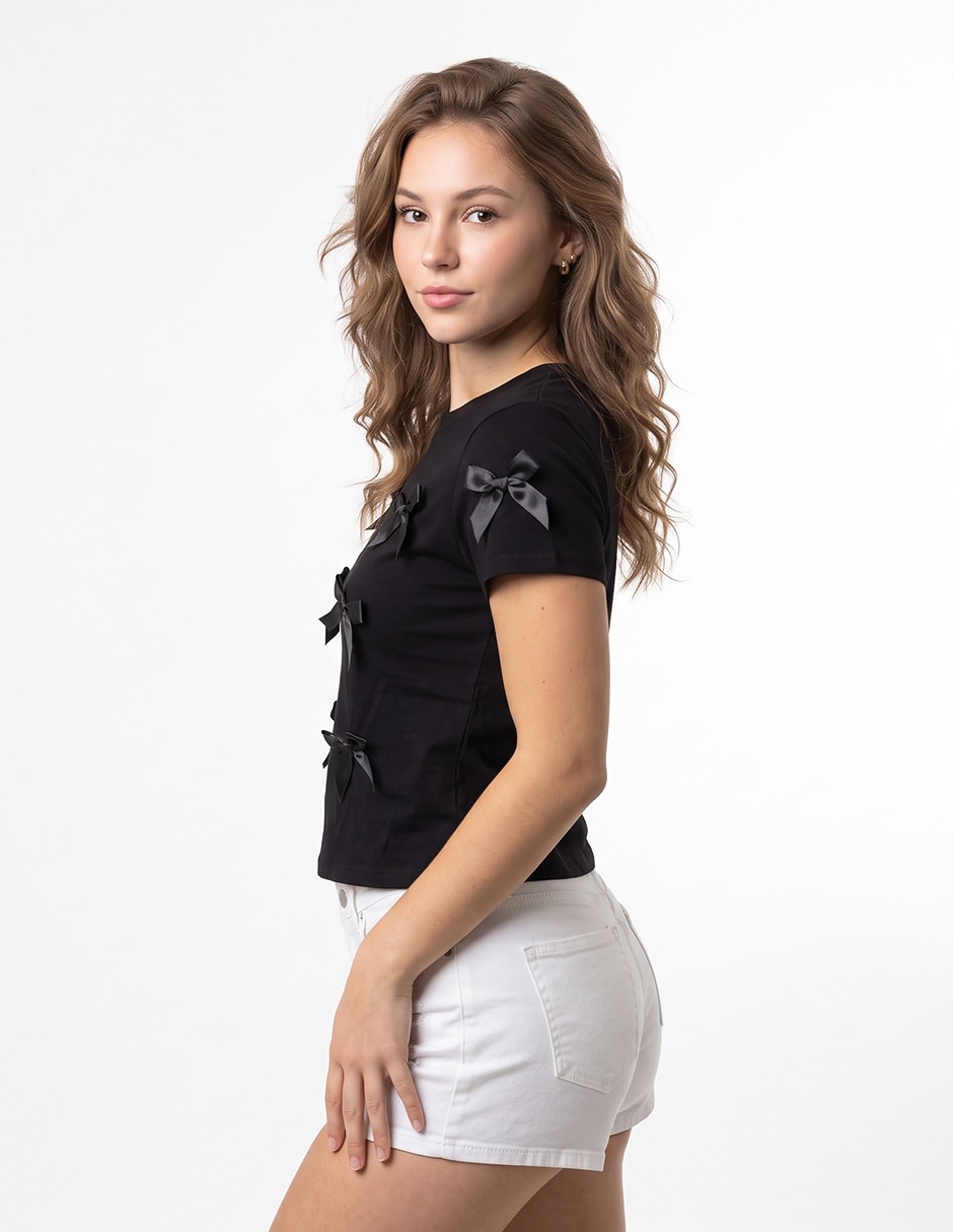 Playera manga corta cuello redondo para mujer 3