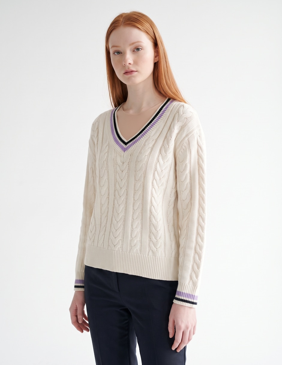 Suéter cuello V para mujer 3