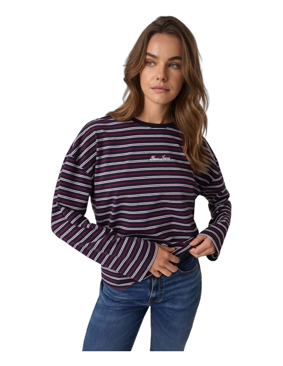 Manga larga cuello redondo para mujer