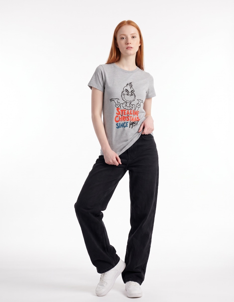 Playera manga corta cuello redondo para mujer