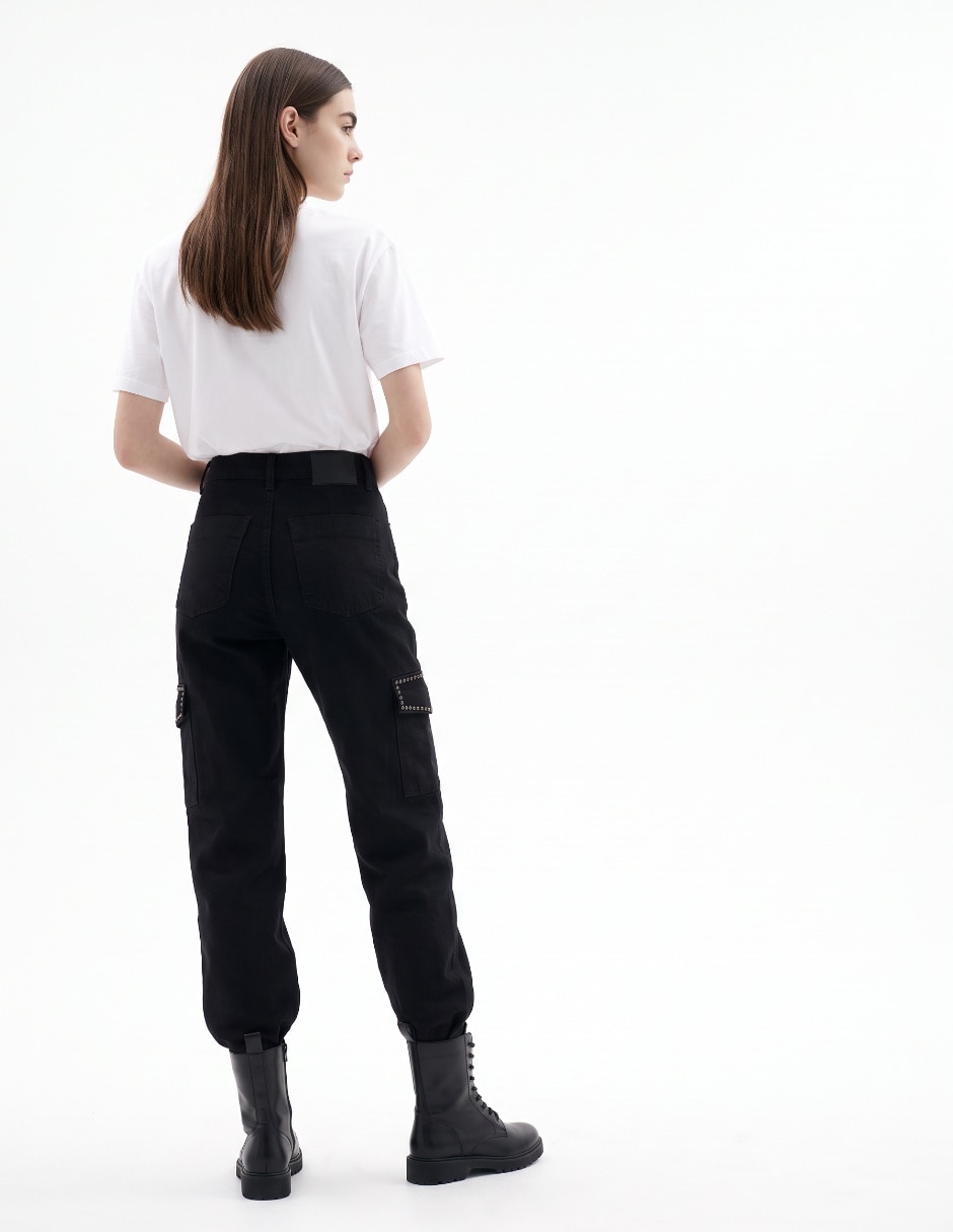 Jeans cargo wide leg para mujer 2