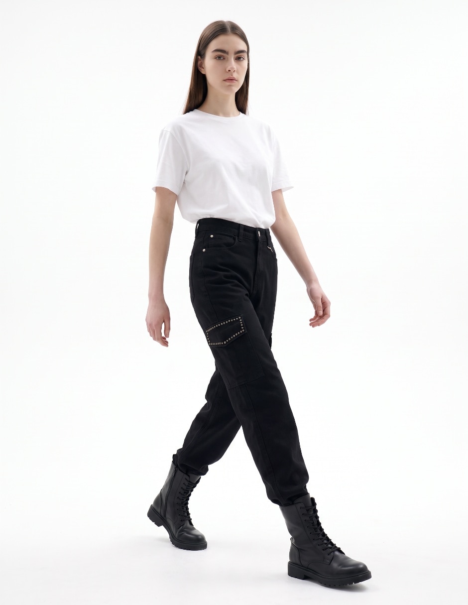 Jeans cargo wide leg para mujer 3