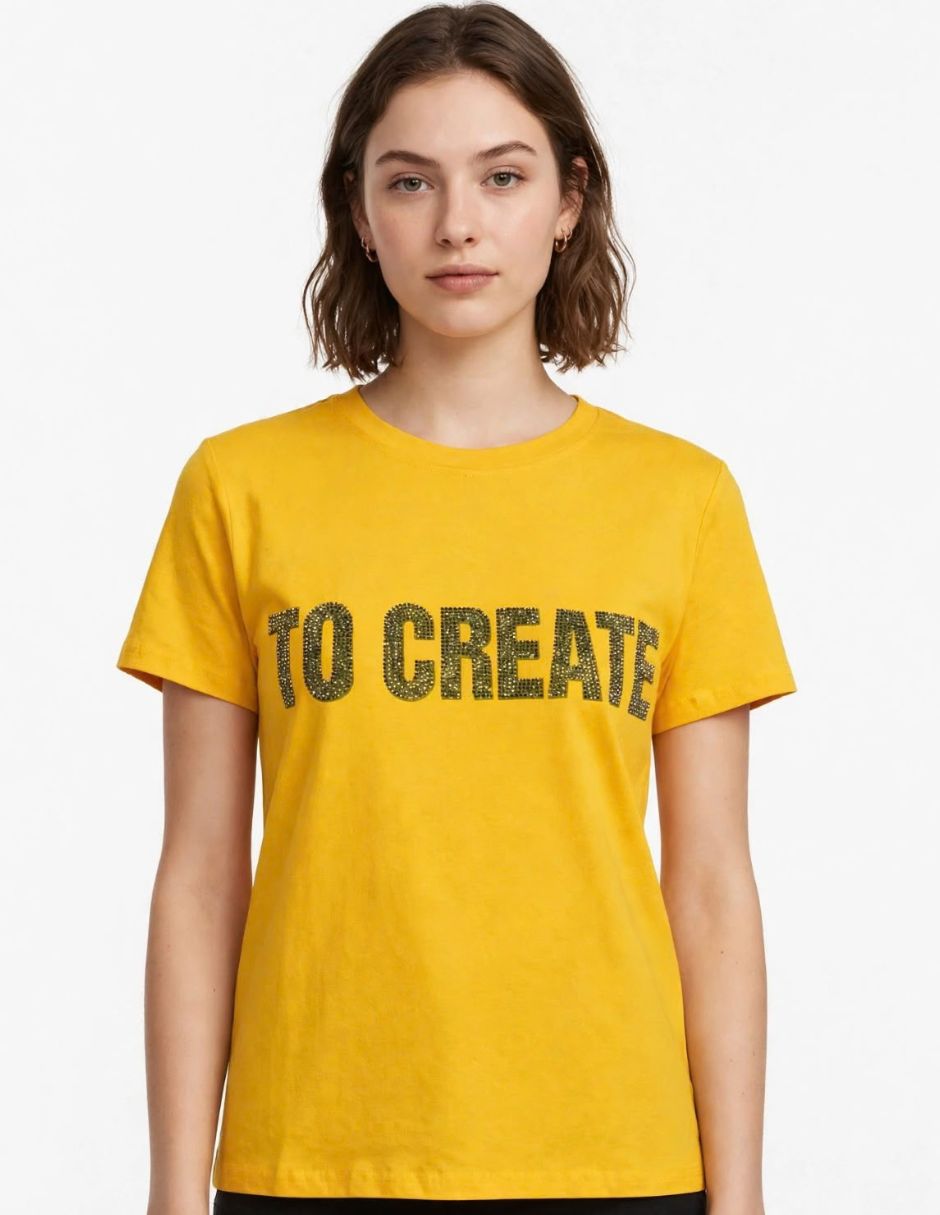 Playera manga corta cuello redondo para mujer