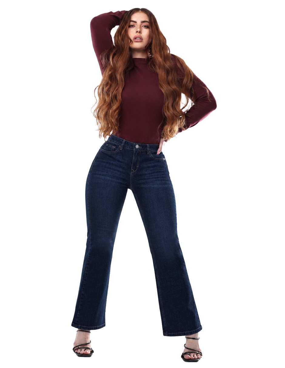 Jeans relaxed boot cintura baja para mujer 5