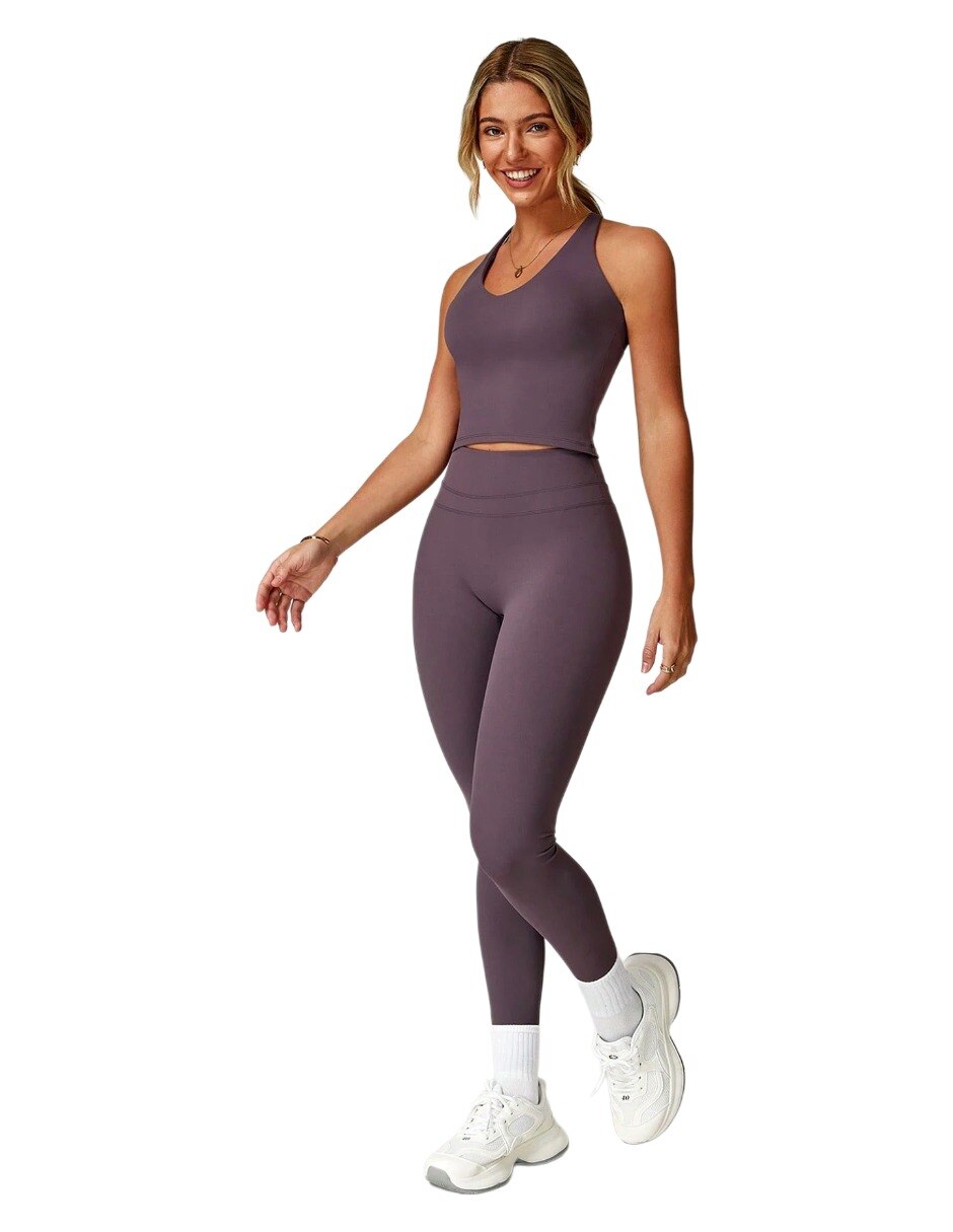 Conjunto deportivo ajustado con elástico para mujer 4
