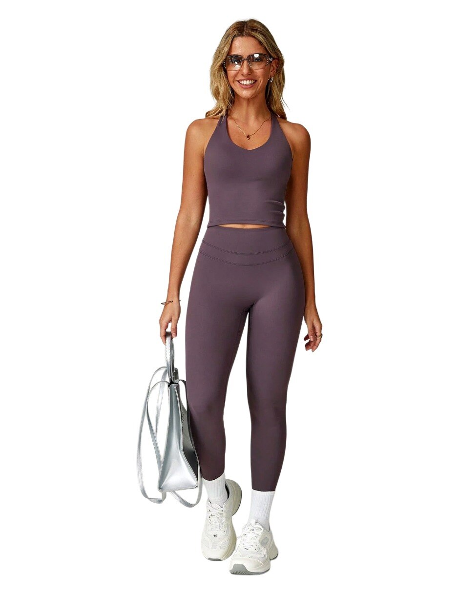 Conjunto deportivo ajustado con elástico para mujer 5