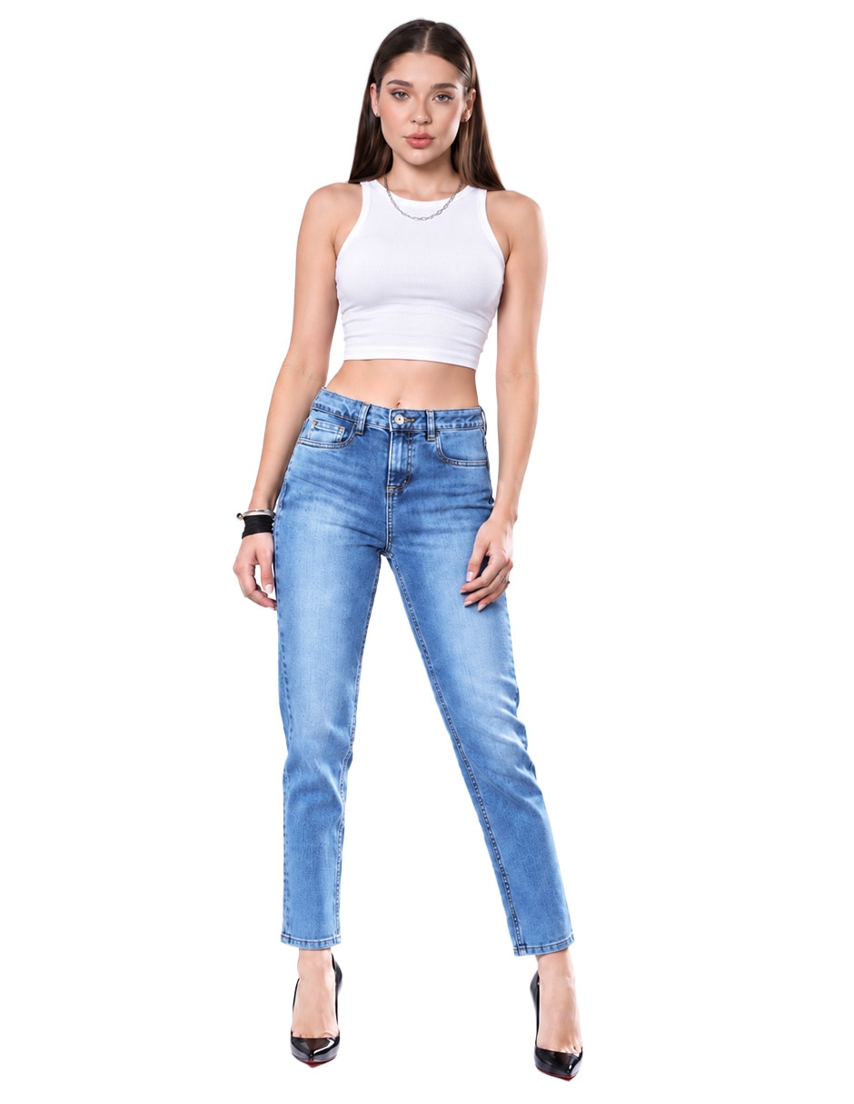 Jeans/Jegging/Jeans jogger Regular Slim Media cintura SB4832 Otoño para mujer