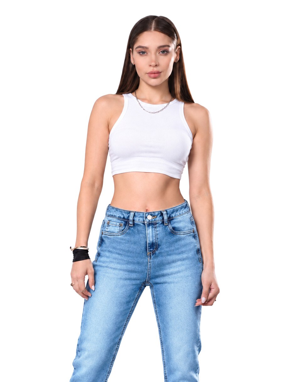 Jeans/Jegging/Jeans jogger Regular Slim Media cintura SB4832 Otoño para mujer
