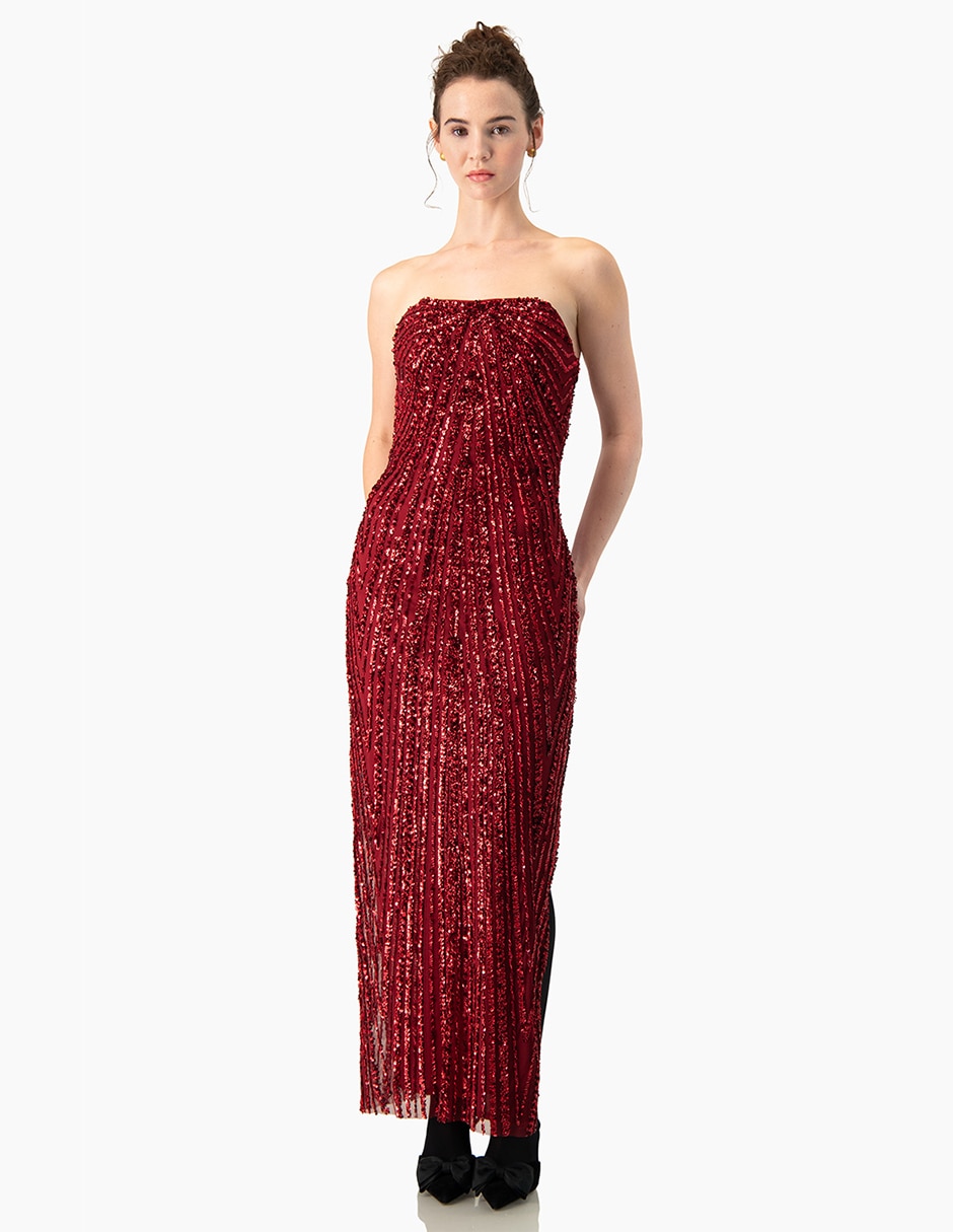 Vestido largo de fiesta escote Bardot para mujer Vestido largo de fiesta escote Bardot para mujer