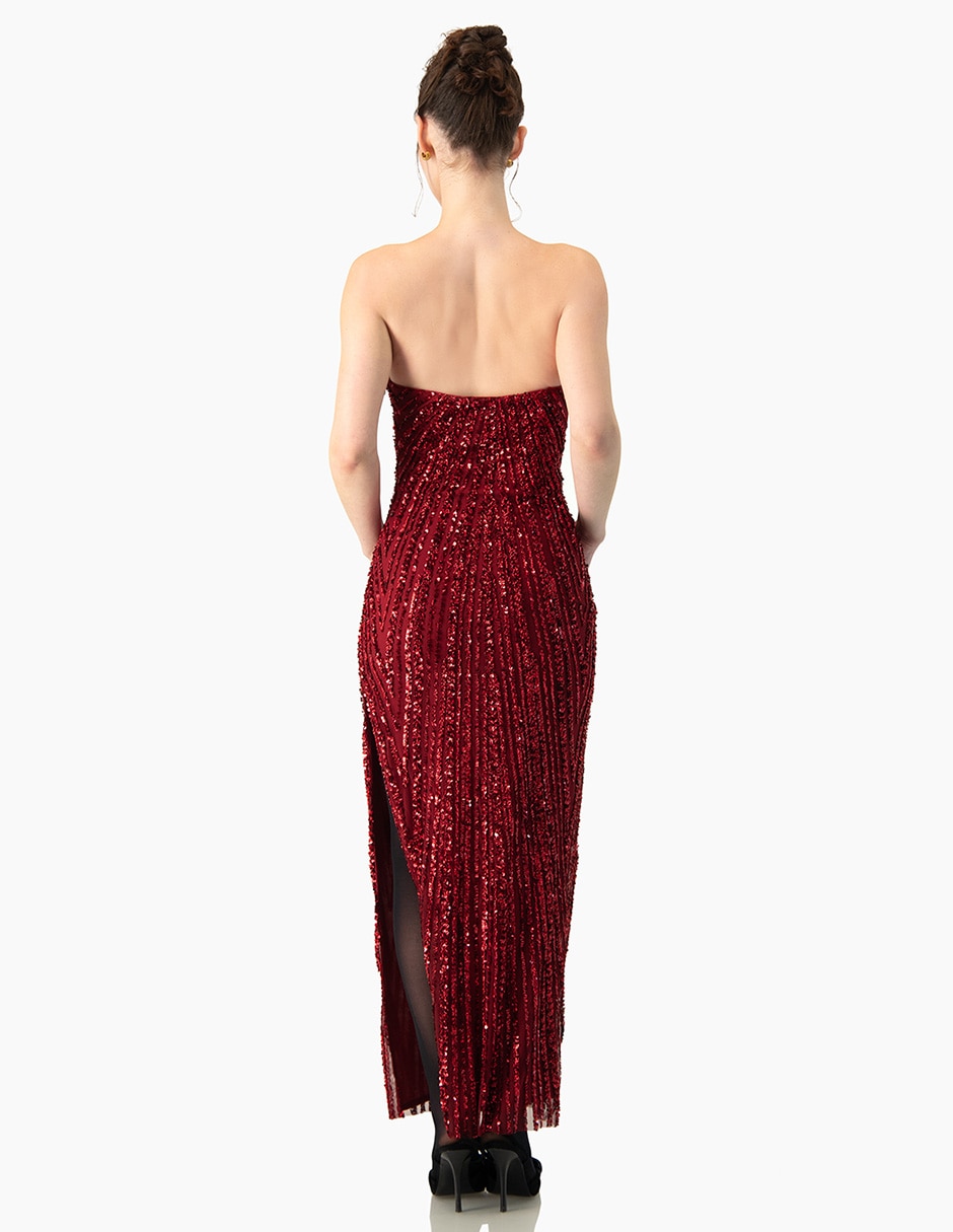 Vestido largo de fiesta escote Bardot para mujer 2