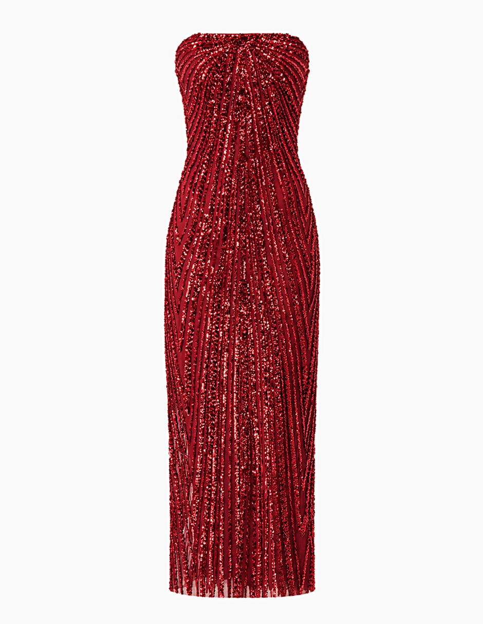 Vestido largo de fiesta escote Bardot para mujer 5