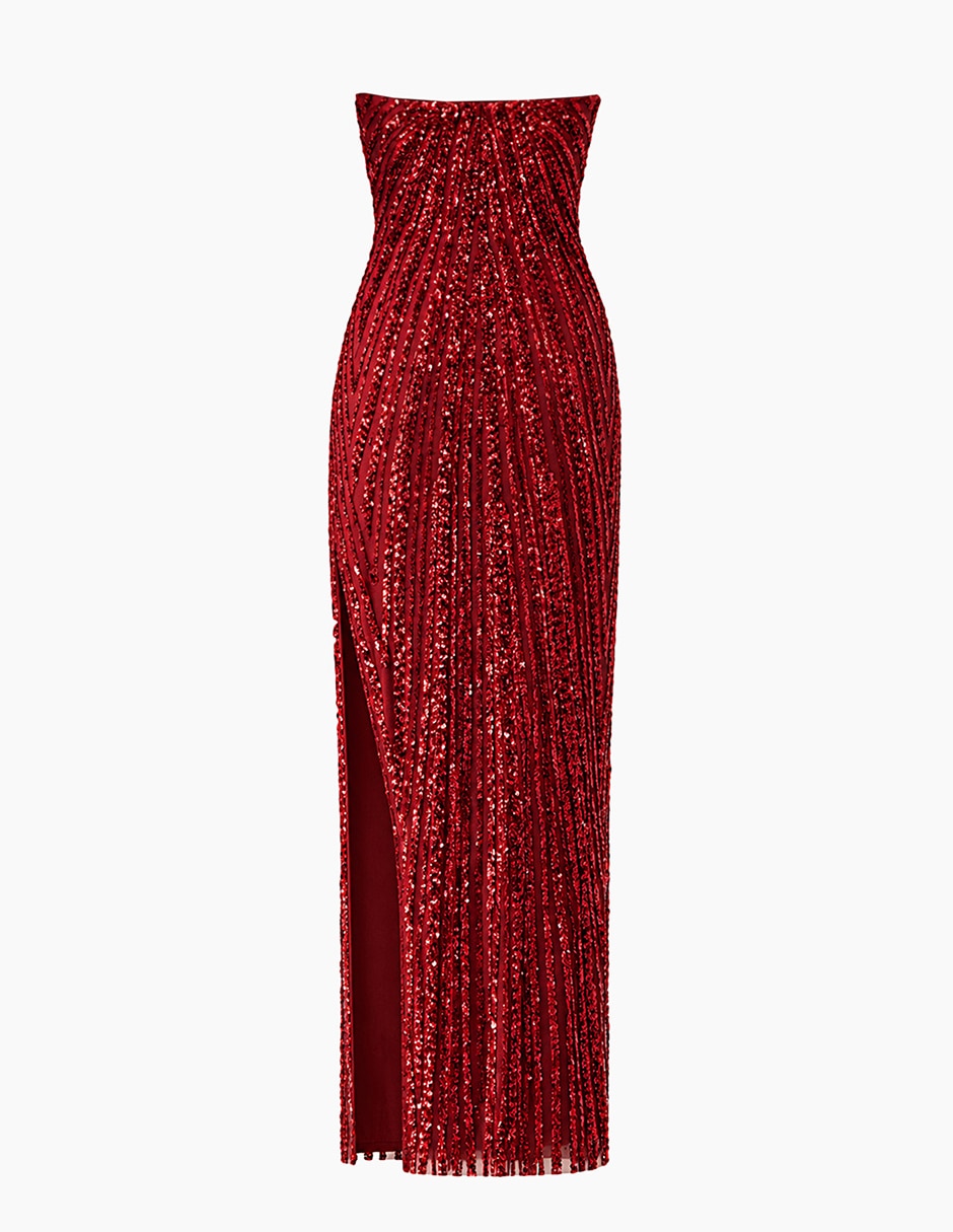 Vestido largo de fiesta escote Bardot para mujer 6
