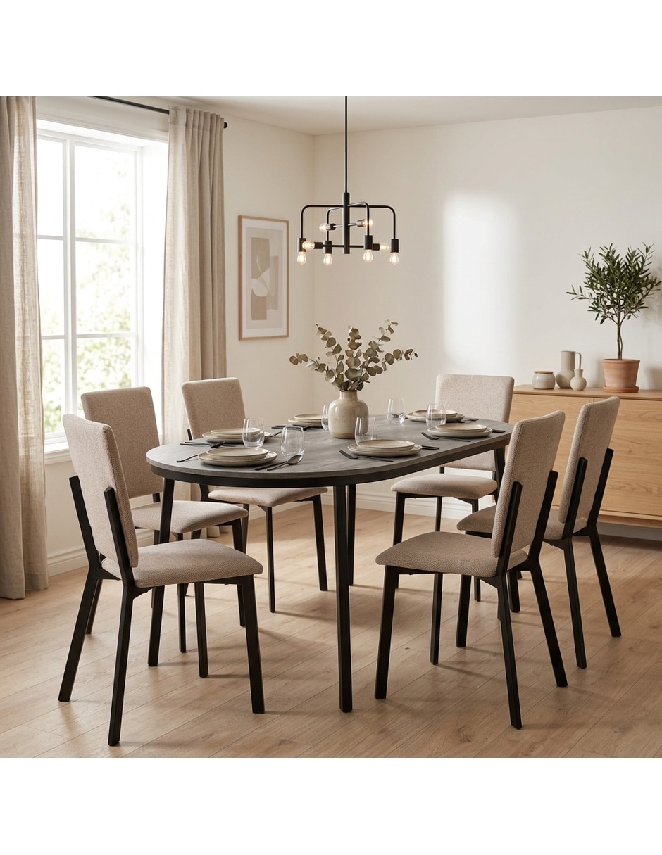 Comedor CAMILA + LUXEN ABS para 6 personas de MDF