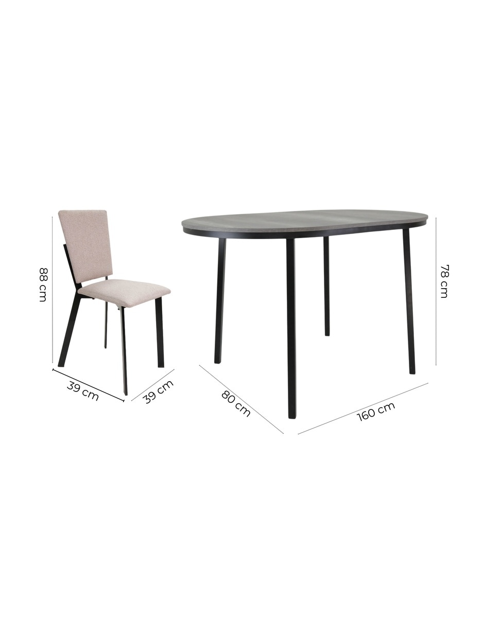 Comedor CAMILA + LUXEN ABS para 6 personas de MDF