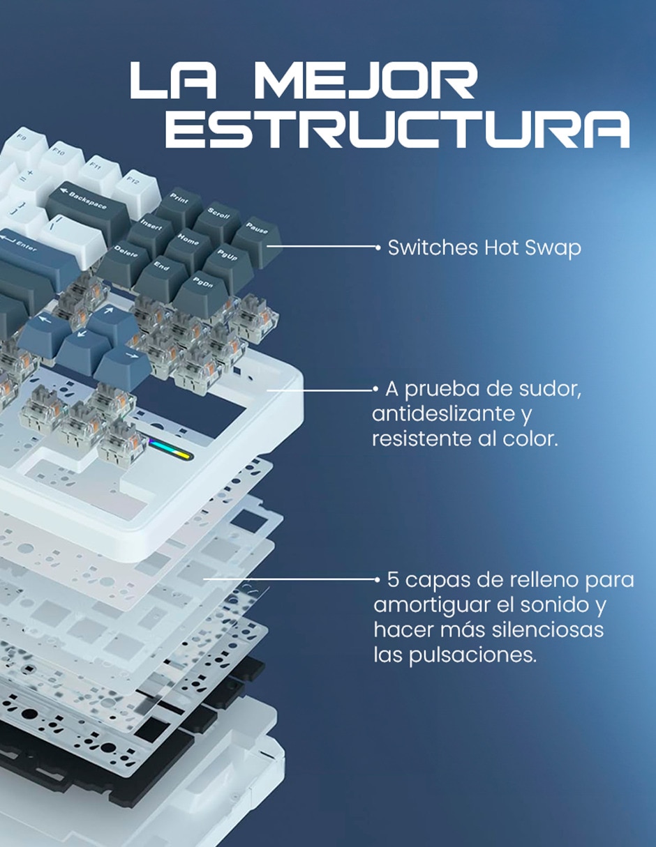 Usb-c qwert español con interruptor lineal (red black) f87 5
